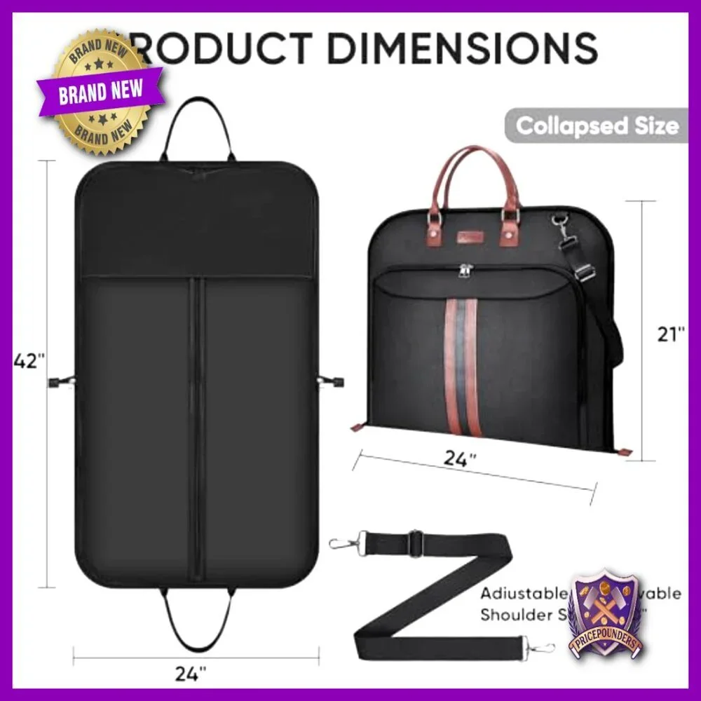 Waterproof Travel Garment Bag 42 Inch Foldable Duffel Carry On Suit Carrier